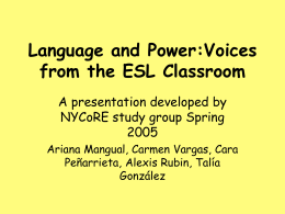 Language and Power in the ESL Classroom - New