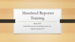 CMBC Mandated Reporter Training