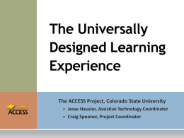 The Universally Designed Learning Experience