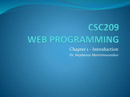 CSC209 – WEB PROGRAMMNG