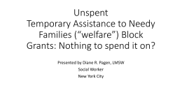 Unspent TANF (“welfare”) Block Grants