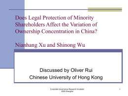 Does Legal Protection of Minority Shareholders Affect the