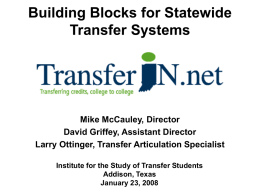 Building Blocks for Statewide Transfer Systems