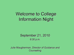 Welcome to College Information Night
