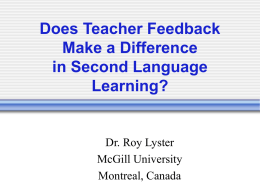 Does Teacher Feedback Make a Difference in Second Language