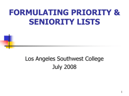 FORMULATING SENIORITY LISTS AND PRIORITY LISTS