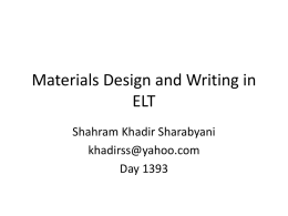 Materials Design and Writing in ELT
