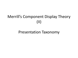 Merrill&rsquo;s Component Display Theory (II)