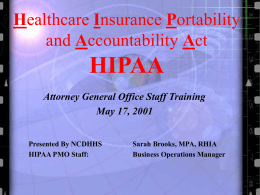 HIPPA - NC DHHS Office of Privacy and Security