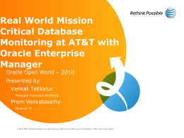 Real World Mission Critical Database Monitoring at AT&T