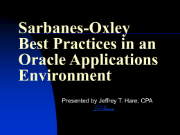 Sarbanes-Oxley Best Practices in an Oracle Applications