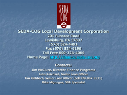 SEDA-COG Local Development Corporation RR #1 Box 372