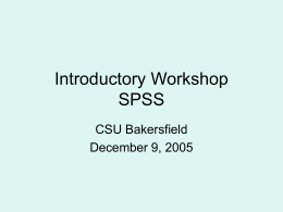 Introductory Workshop SPSS