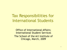 International Student Tax Workshop
