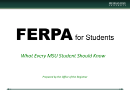 FERPA for Students - Office of the Registrar