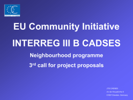 INTERREG IIIB-CADSES. First call for project applications