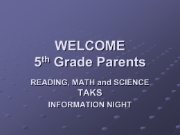 WELCOME THIRD GRADE PARENTS - Wichita Falls ISD / Overview