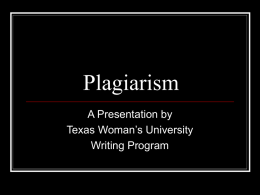Plagiarism - Texas Woman's University