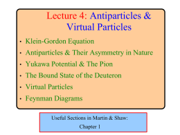 Lecture 4: Antiparticles & Virtual Particles