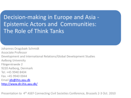 Decision-making in Europe and Asia – Epistemic Actors and