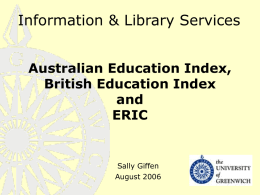 British Education Index and ERIC