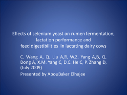 Effects of selenium yeast on rumen fermentation, lactation