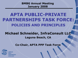 APTA Public-Private Partnerships Task Force: Policies and