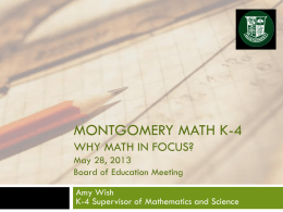 Math Materials Review - Montgomery Township School District