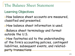 Elements of the balance sheet