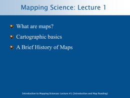 Mapping Sciences: Lecture #1 - City University of New York