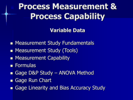 Process Measurement & Process Capability Variable Data