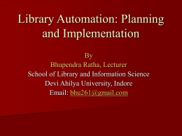 Library Automation: Planning and Implementation