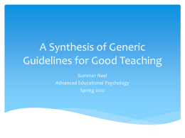 A Synthesis of Generic Guidelines for Good Teaching
