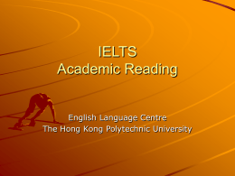 IELTS International English Testing System Familiarisation