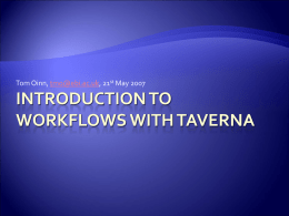 Introduction to Workflows with Taverna