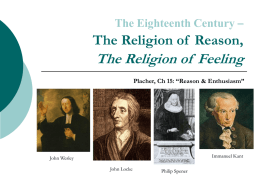 The Eighteenth Century - The Religion of Reason, The