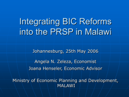 Integrating BIC Reforms into the PRSP in Malawi