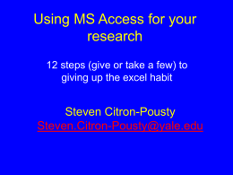 Using MS Access for your research