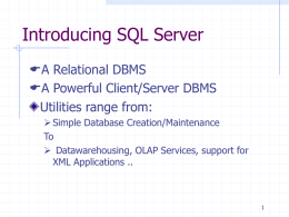 Introducing SQL Server - Al Akhawayn University