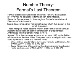 Number Theory: Fermat’s Last Theorem