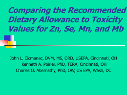 Comparing the Recommended Dietary Allowance to Toxicity