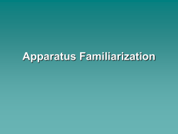 Apparatus Familiarization & Inspection