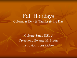 Fall Holidays Columbus Day & Thanksgiving Day