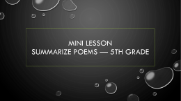 Mini lesson Summarize Poems — 5th grade