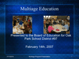 Multiage Education - Oak Park Home Page