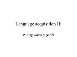 Language acquisition II: