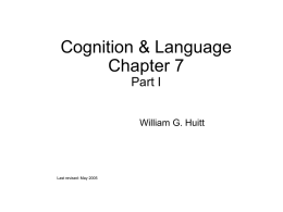 General Psycholog: Cognition & Language (II)
