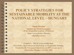 Policy Strategies for Sustainable Mobility at the National