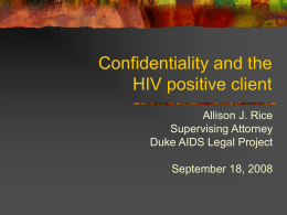 Legal Issues for the HIV Community