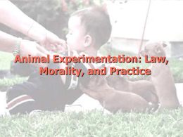 Animal Experimentation: Law, Morality, Practice